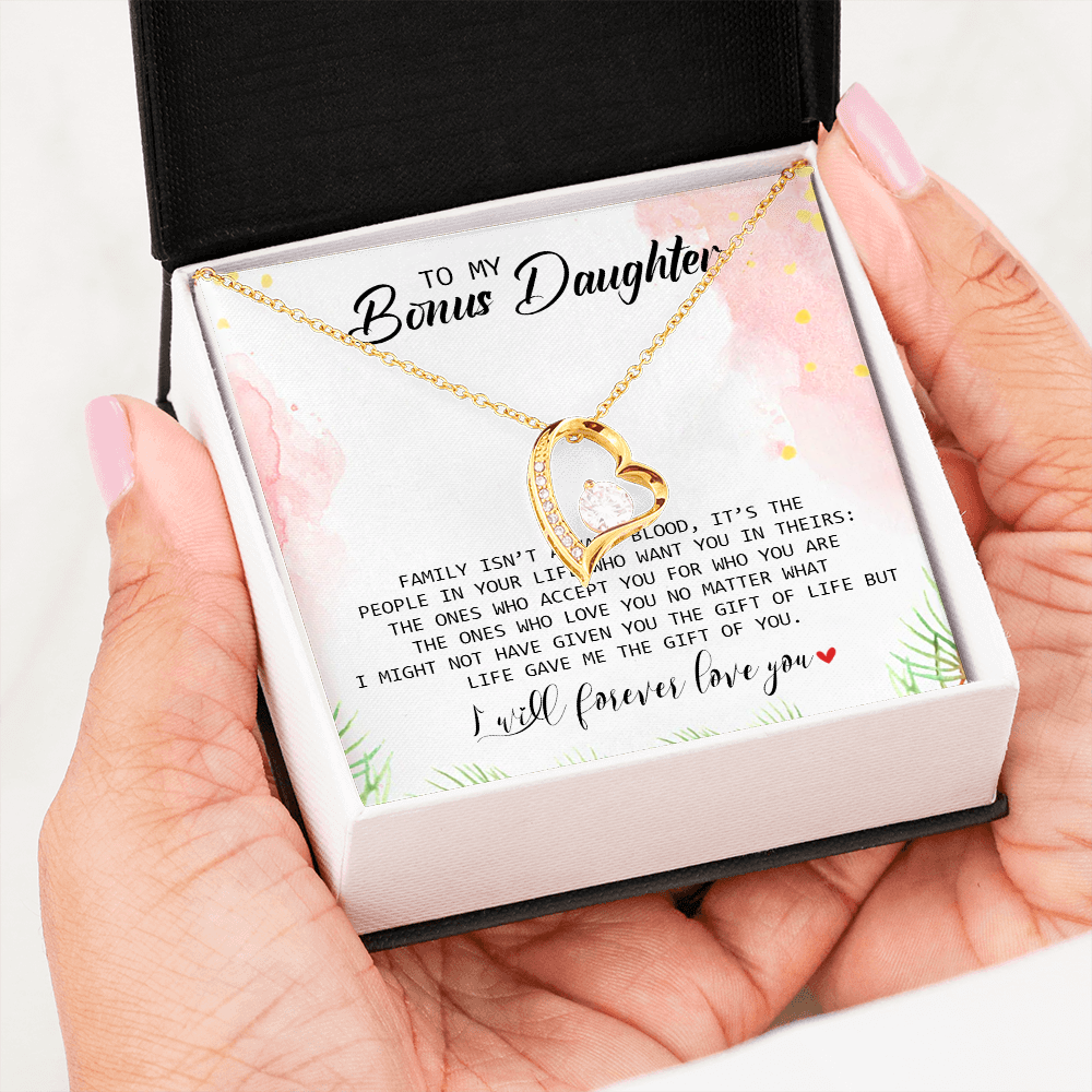To My Bonus Daughter - I Will Forever Love You - Forever Love Necklace SO183T