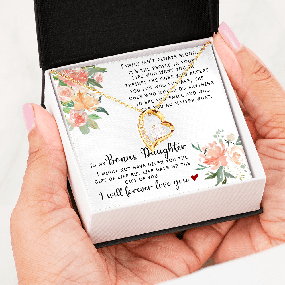To My Bonus Daughter - I Will Forever Love You - Forever Love Necklace SO165V