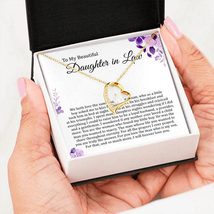 To My Beautiful Daughter In Law - I Will Forever Love You - Forever Love Necklace SO180T - Charming Present