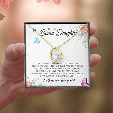 To My Bonus Daughter - I Will Forever Love You - Forever Love Necklace SO166V - Charming Present