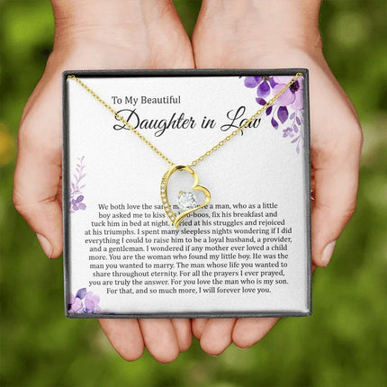 To My Beautiful Daughter In Law - I Will Forever Love You - Forever Love Necklace SO180T - Charming Present