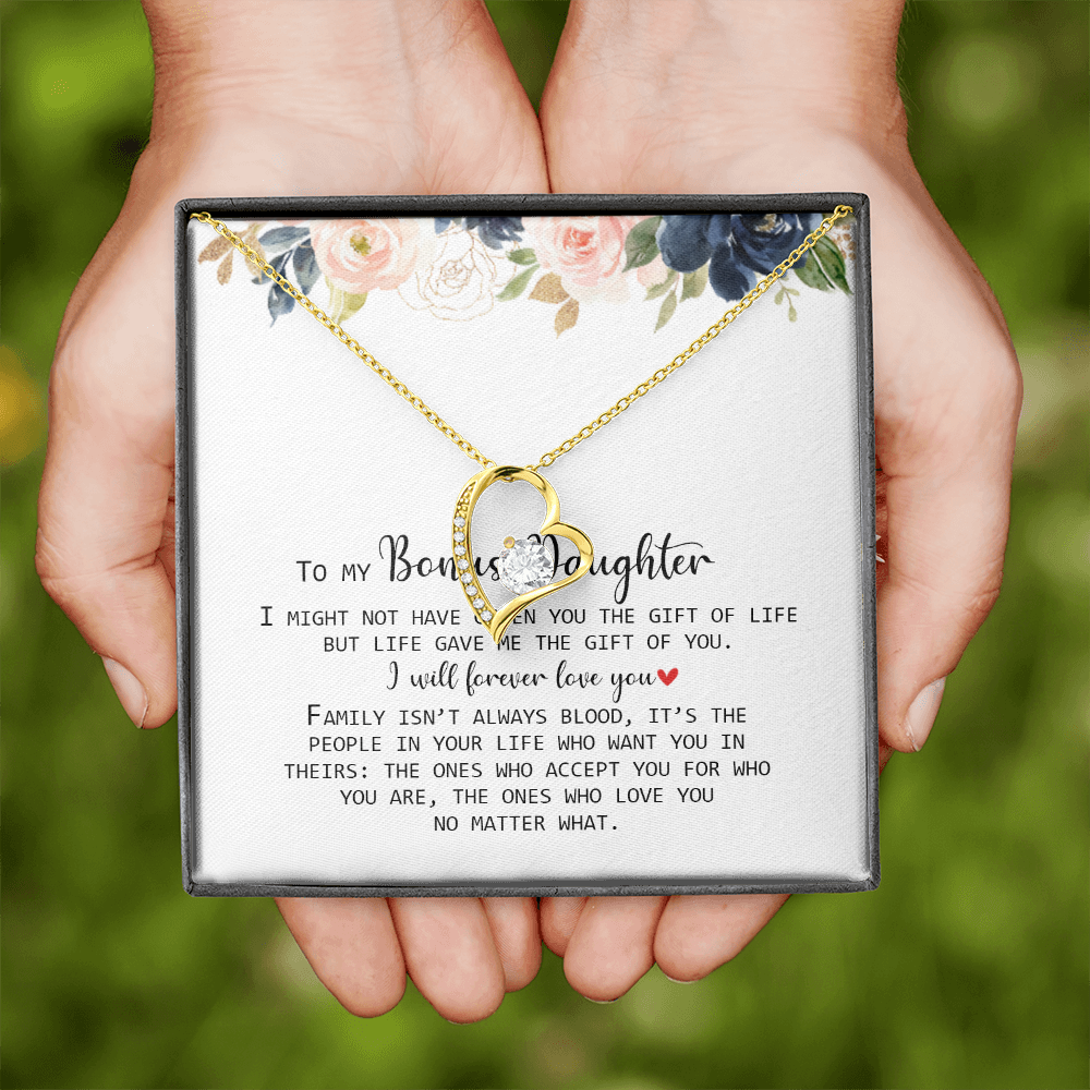 To My Bonus Daughter - Love You No Matter What - Forever Love Necklace SO168V