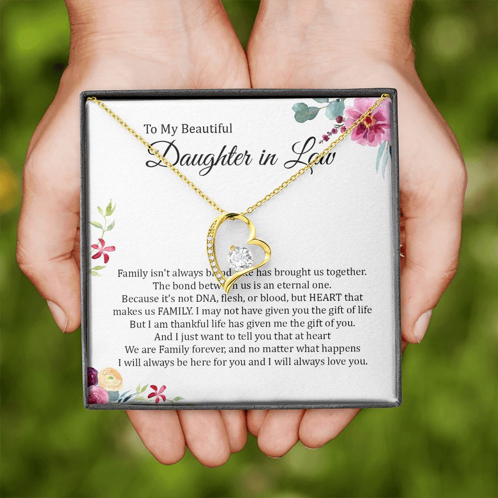 Daughter In Law - Heart That Makes Us Family - Forever Love Necklace