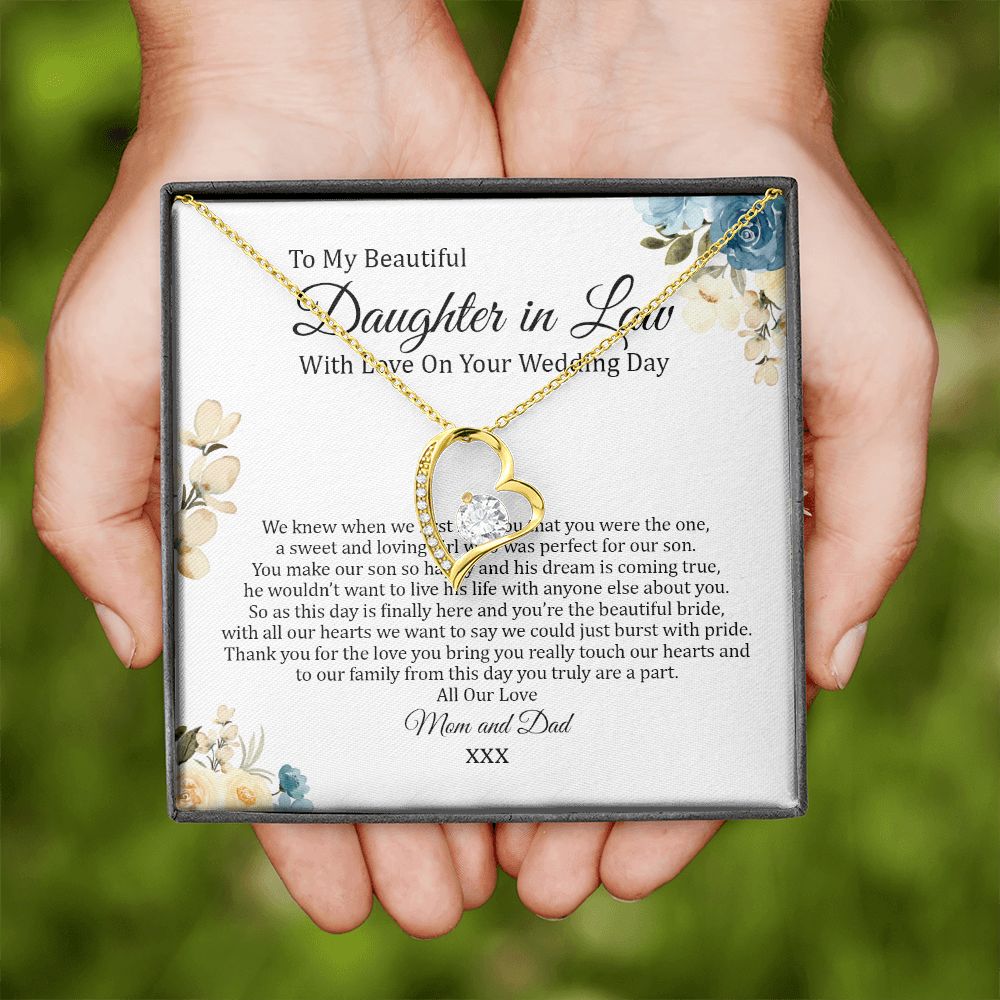 Daughter In Law - Mom And Dad - On Your Wedding Day - Forever Love Necklace