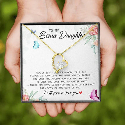 To My Bonus Daughter - I Will Forever Love You - Forever Love Necklace SO166V - Charming Present