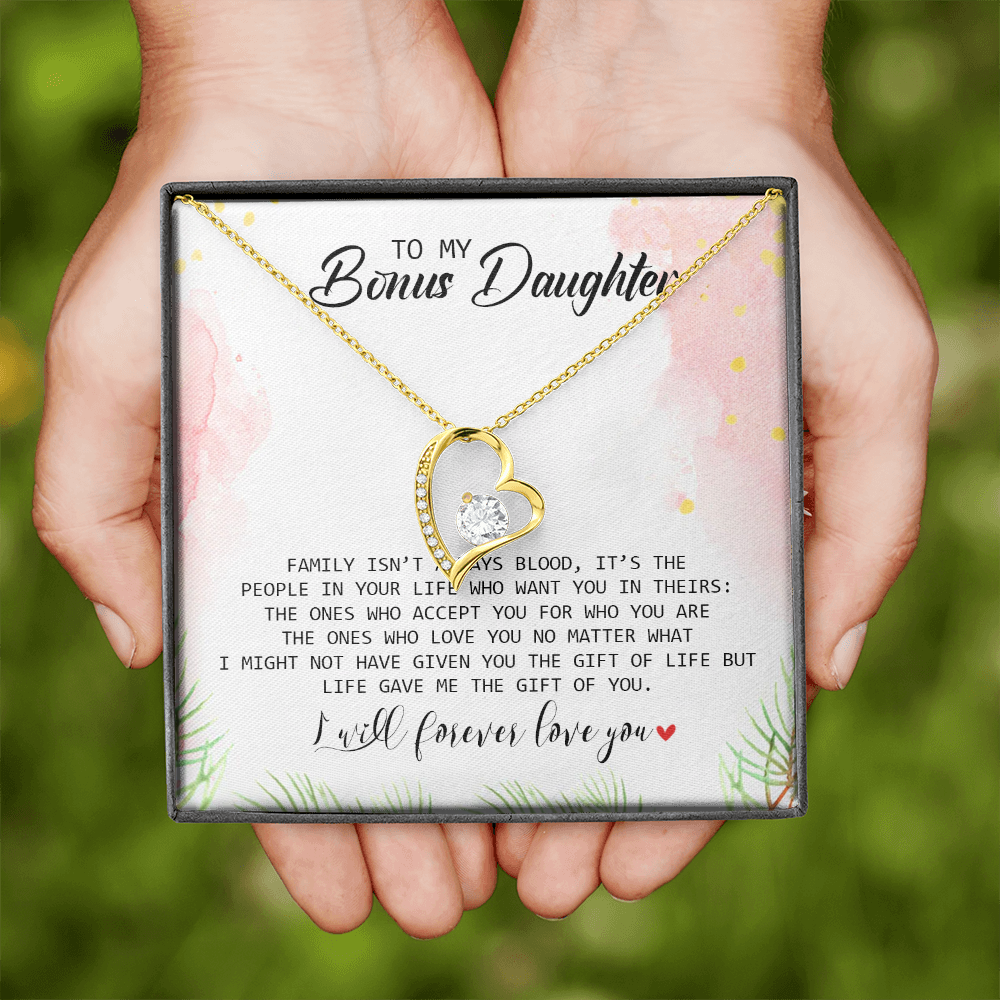 To My Bonus Daughter - I Will Forever Love You - Forever Love Necklace SO183T