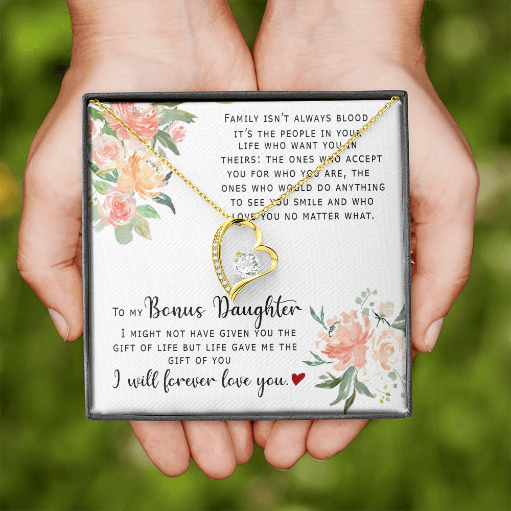 To My Bonus Daughter - I Will Forever Love You - Forever Love Necklace SO165V
