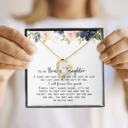 To My Bonus Daughter - Love You No Matter What - Forever Love Necklace SO168V - Charming Present