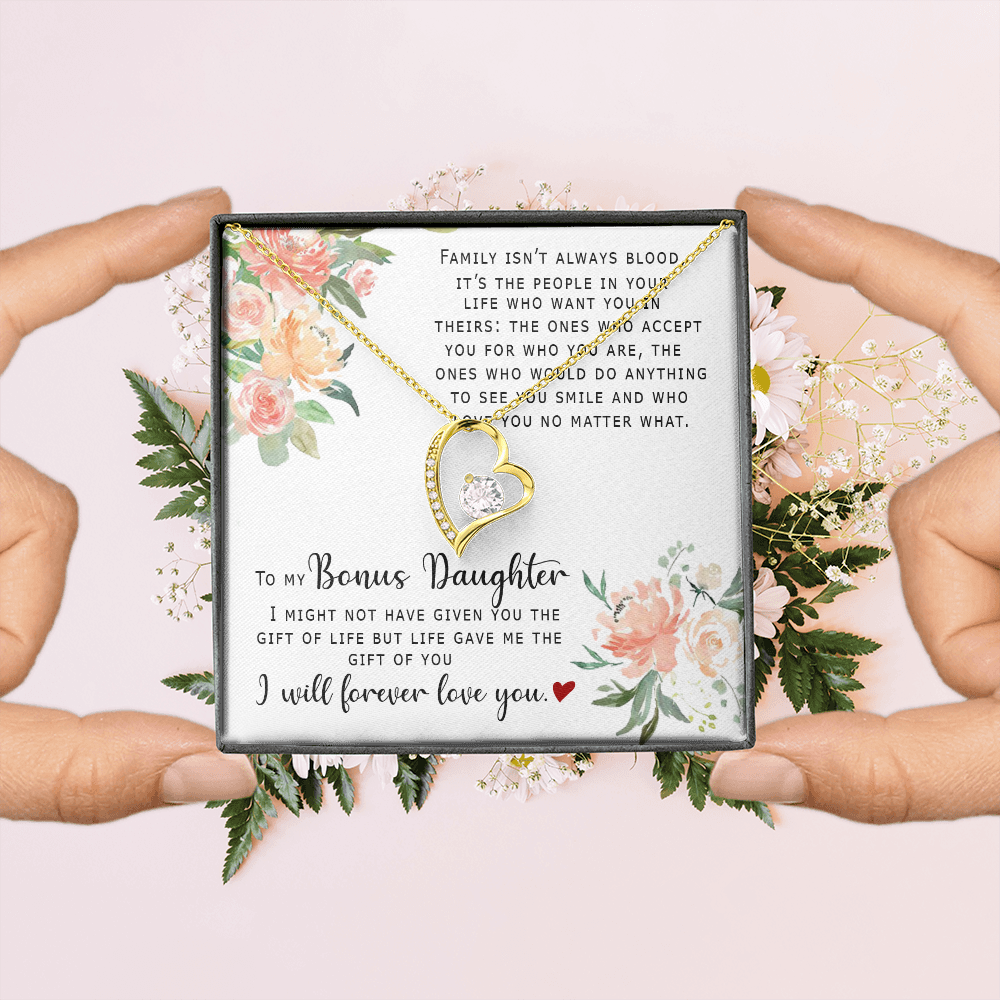 To My Bonus Daughter - I Will Forever Love You - Forever Love Necklace SO165V