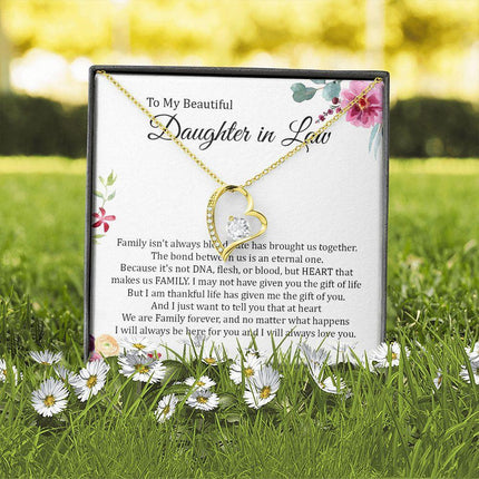 Daughter In Law - Heart That Makes Us Family - Forever Love Necklace - Charming Present