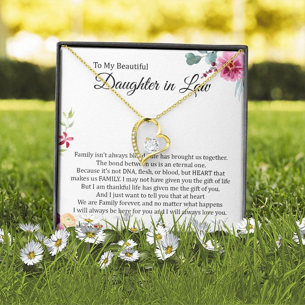 Daughter In Law - Heart That Makes Us Family - Forever Love Necklace