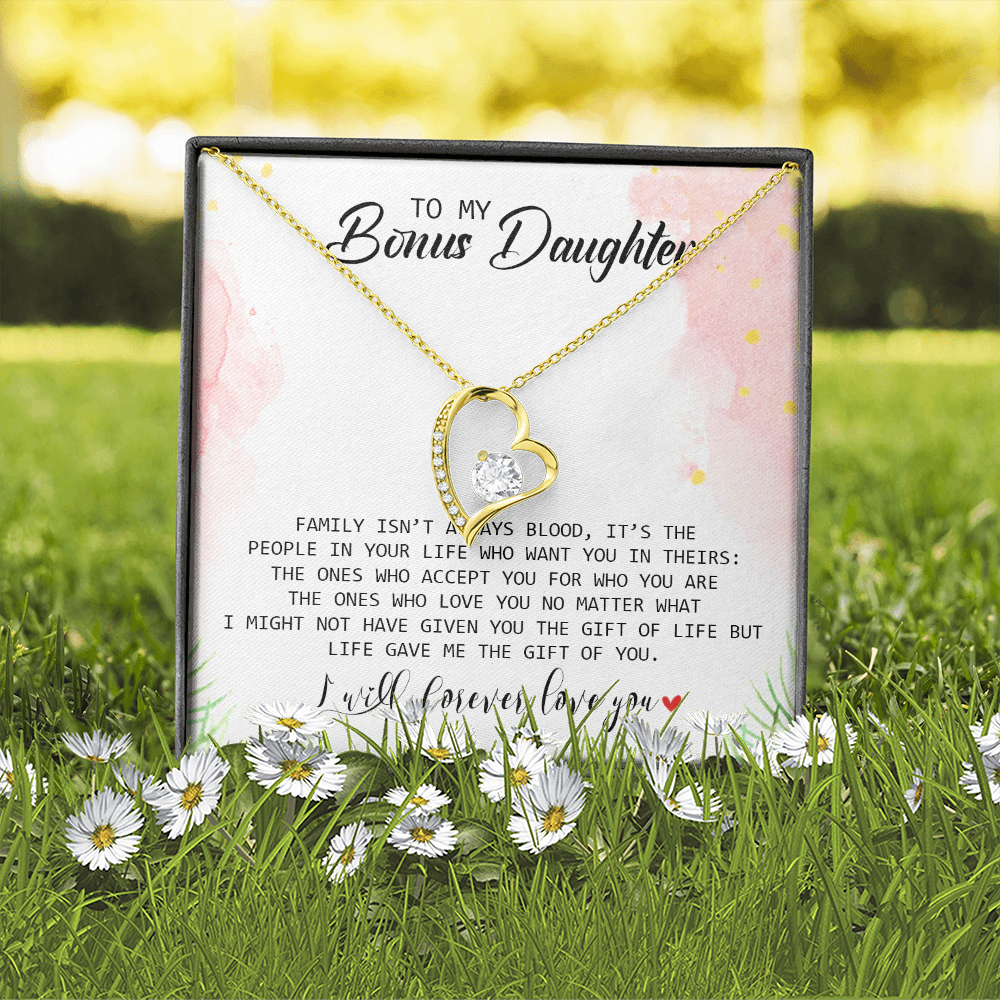 To My Bonus Daughter - I Will Forever Love You - Forever Love Necklace SO183T