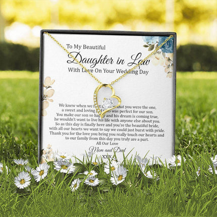 Daughter In Law - Mom And Dad - On Your Wedding Day - Forever Love Necklace - Charming Present