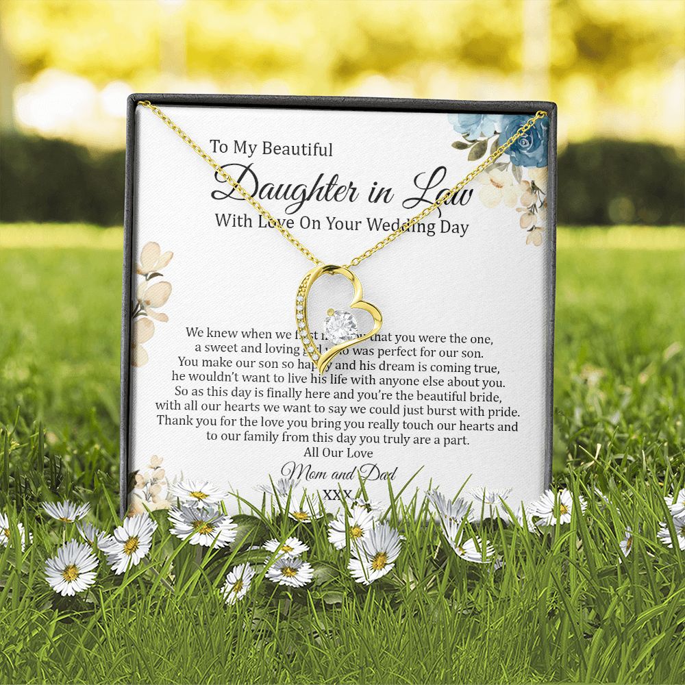 Daughter In Law - Mom And Dad - On Your Wedding Day - Forever Love Necklace