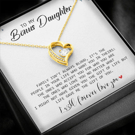 To My Bonus Daughter - I Will Forever Love You - Forever Love Necklace SO155T - Charming Present