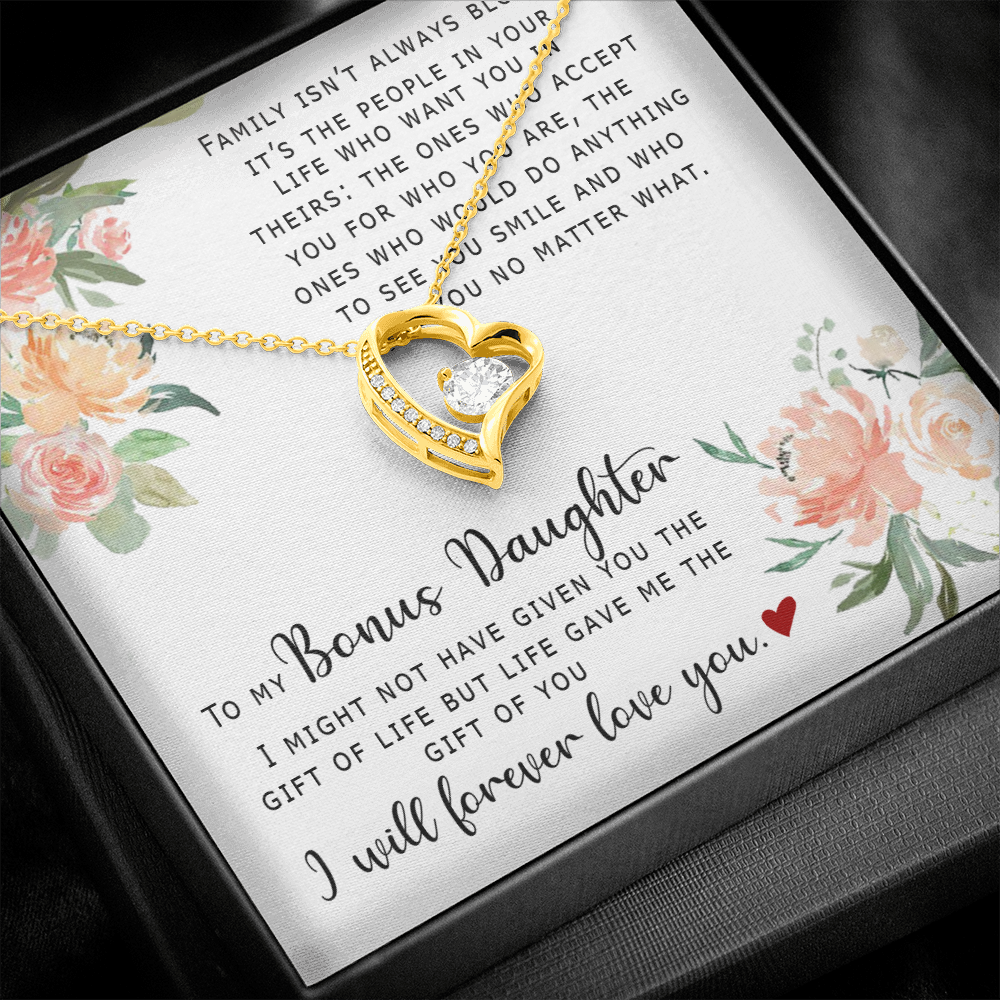 To My Bonus Daughter - I Will Forever Love You - Forever Love Necklace SO165V