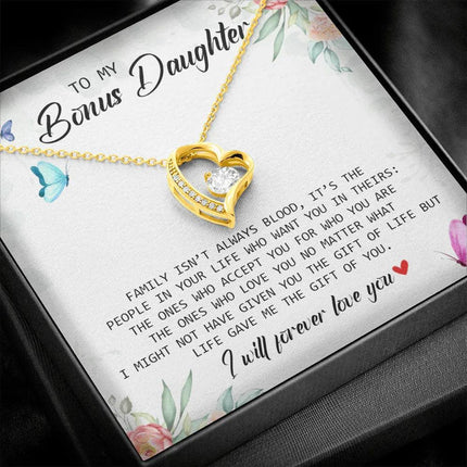 To My Bonus Daughter - I Will Forever Love You - Forever Love Necklace SO166V - Charming Present
