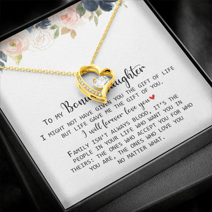 To My Bonus Daughter - Love You No Matter What - Forever Love Necklace SO168V - Charming Present