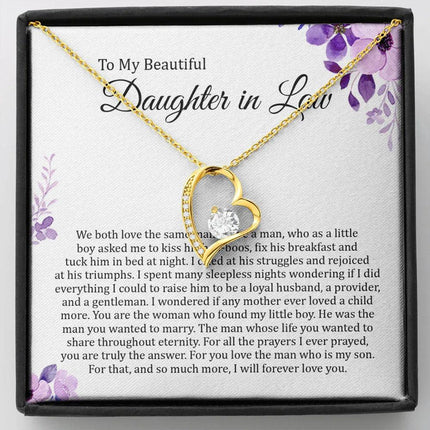 To My Beautiful Daughter In Law - I Will Forever Love You - Forever Love Necklace SO180T - Charming Present