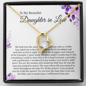 To My Beautiful Daughter In Law - I Will Forever Love You - Forever Love Necklace SO180T