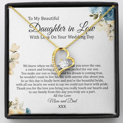 Daughter In Law - Mom And Dad - On Your Wedding Day - Forever Love Necklace - Charming Present