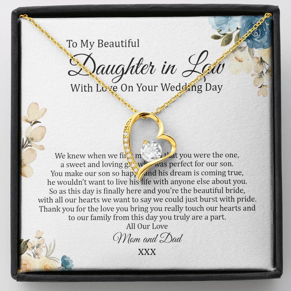 Daughter In Law - Mom And Dad - On Your Wedding Day - Forever Love Necklace