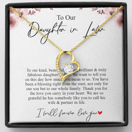 To Our Daughter In Law - Thank You For The Love - Forever Love Necklace SO169T - Charming Present