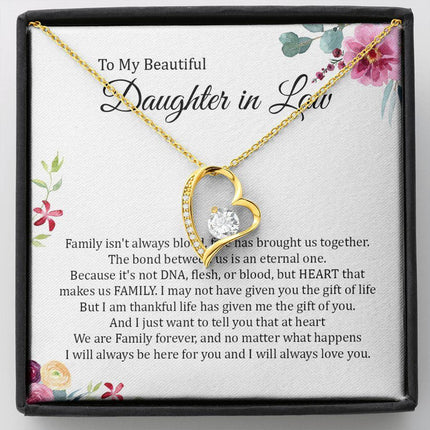 Daughter In Law - Heart That Makes Us Family - Forever Love Necklace - Charming Present