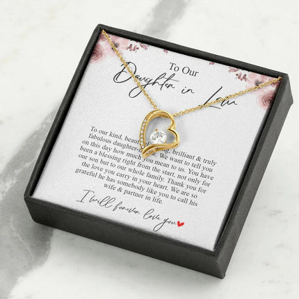 To Our Daughter In Law - Thank You For The Love - Forever Love Necklace SO169T - Charming Present
