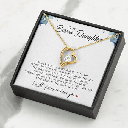 To My Bonus Daughter - I Will Forever Love You - Forever Love Necklace SO155T - Charming Present