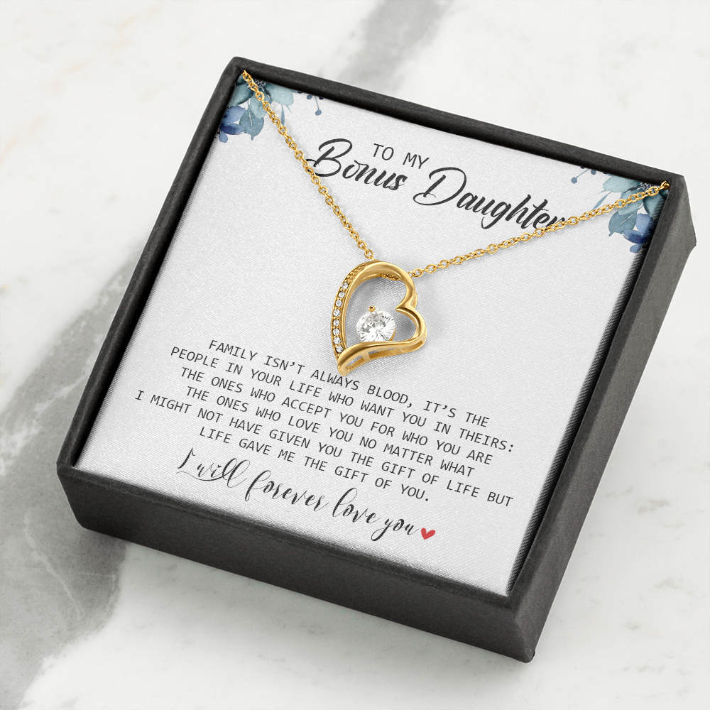 To My Bonus Daughter - I Will Forever Love You - Forever Love Necklace SO155T