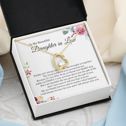 Daughter In Law - Heart That Makes Us Family - Forever Love Necklace - Charming Present