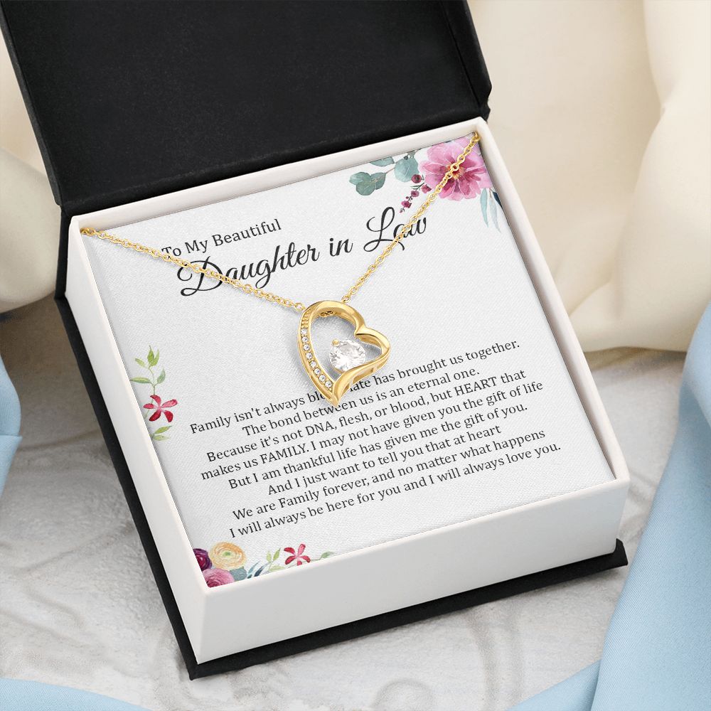 Daughter In Law - Heart That Makes Us Family - Forever Love Necklace