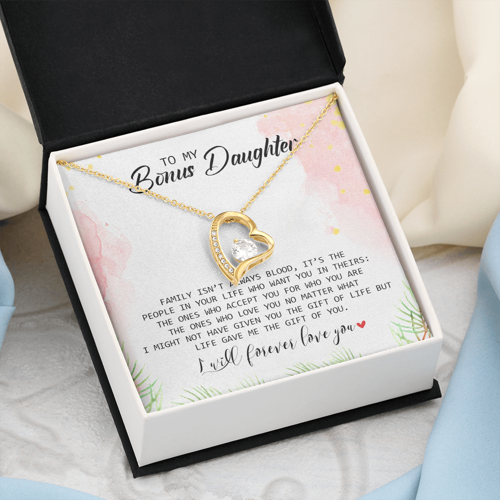 To My Bonus Daughter - I Will Forever Love You - Forever Love Necklace SO183T