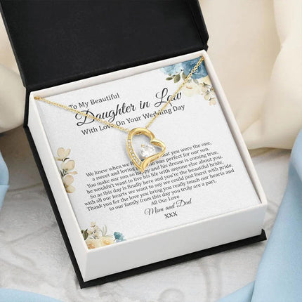 Daughter In Law - Mom And Dad - On Your Wedding Day - Forever Love Necklace - Charming Present