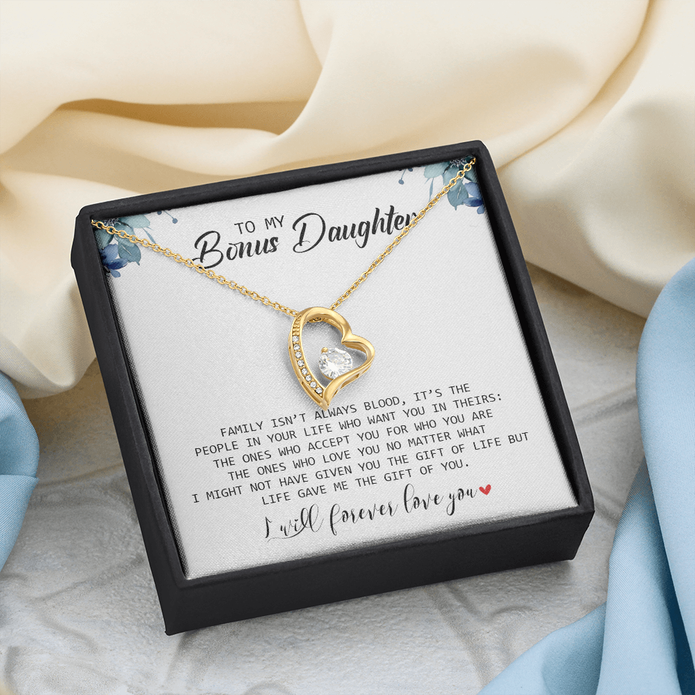 To My Bonus Daughter - I Will Forever Love You - Forever Love Necklace SO155T