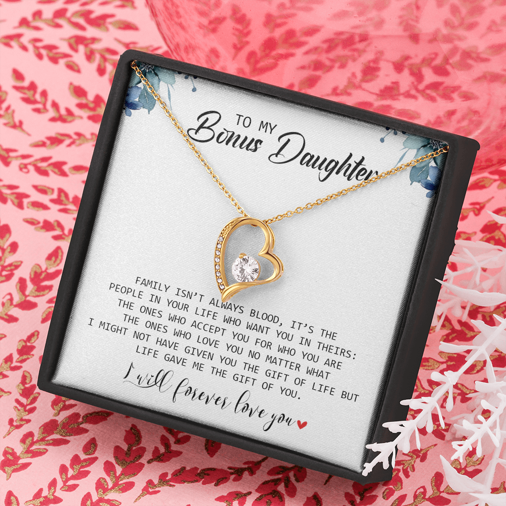 To My Bonus Daughter - I Will Forever Love You - Forever Love Necklace SO155T
