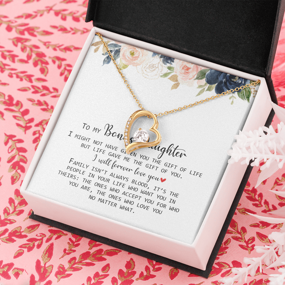 To My Bonus Daughter - Love You No Matter What - Forever Love Necklace SO168V