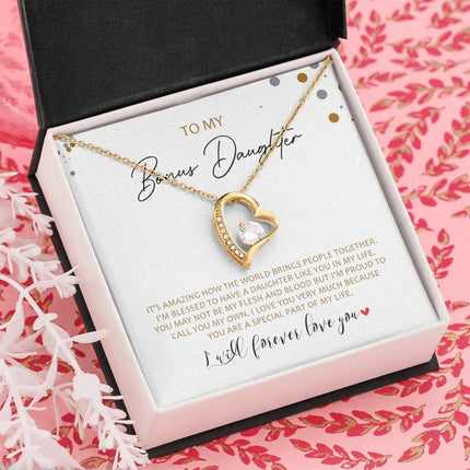 To My Bonus Daughter - Call You My Own - Forever Love Necklace SO163V - Charming Present