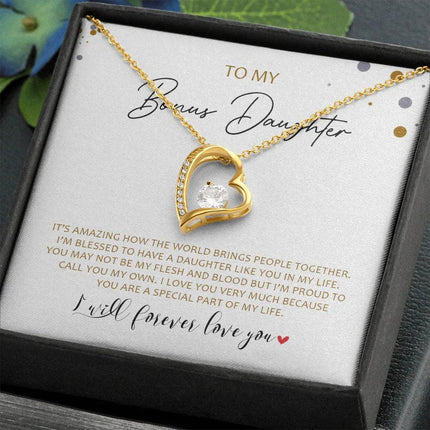 To My Bonus Daughter - Call You My Own - Forever Love Necklace SO163V - Charming Present