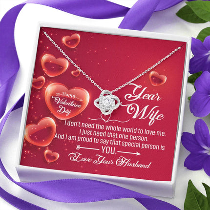 TO MY WIFE - HAPPY VALENTINE'S DAY - LOVE KNOT NECKLACE KT05 - Charming Present
