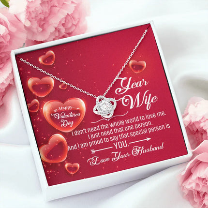 TO MY WIFE - HAPPY VALENTINE'S DAY - LOVE KNOT NECKLACE KT05 - Charming Present