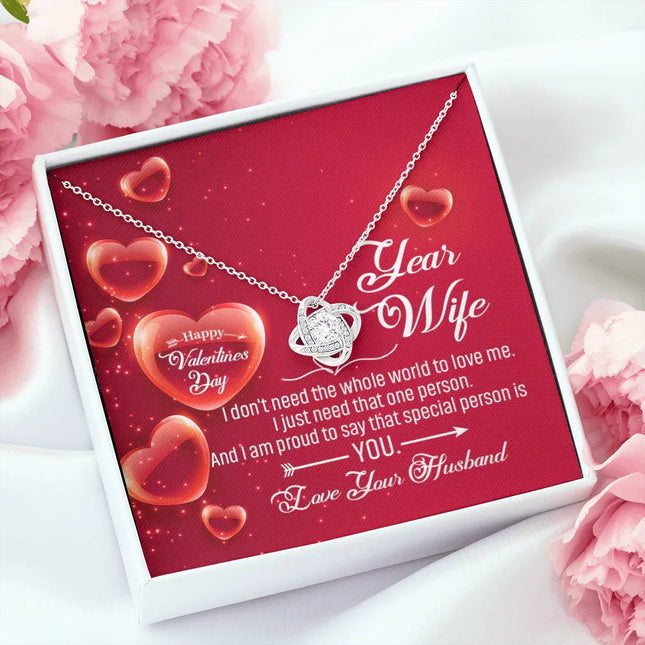 TO MY WIFE - HAPPY VALENTINE'S DAY - LOVE KNOT NECKLACE KT05 - Charming Present