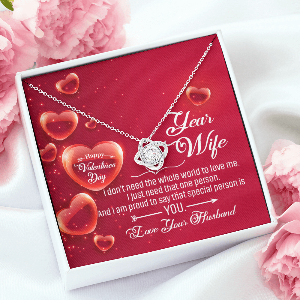 TO MY WIFE - HAPPY VALENTINE'S DAY - LOVE KNOT NECKLACE KT05