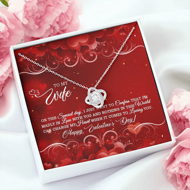 TO MY WIFE - HAPPY VALENTINE'S DAY - LOVE KNOT NECKLACE KT04 - Charming Present