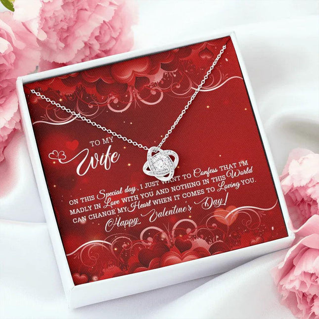 TO MY WIFE - HAPPY VALENTINE'S DAY - LOVE KNOT NECKLACE KT04 - Charming Present