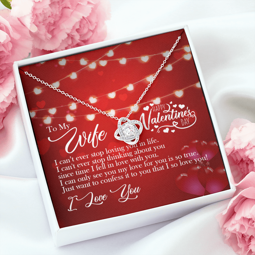 TO MY WIFE - HAPPY VALENTINE&#39;S DAY - LOVE KNOT NECKLACE KT03