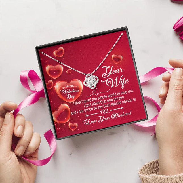 TO MY WIFE - HAPPY VALENTINE'S DAY - LOVE KNOT NECKLACE KT05 - Charming Present
