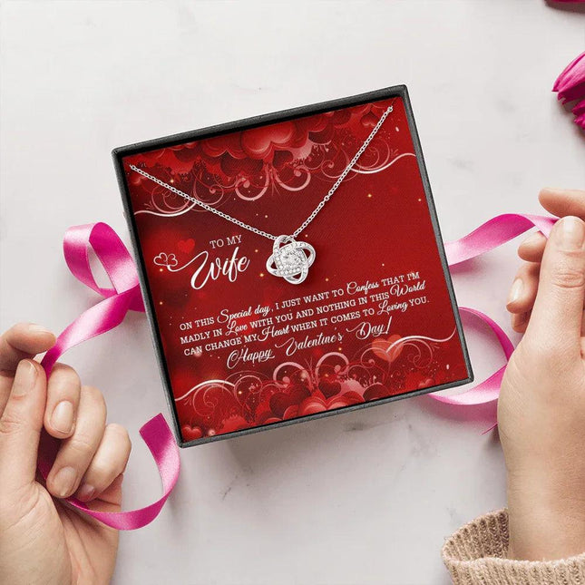 TO MY WIFE - HAPPY VALENTINE'S DAY - LOVE KNOT NECKLACE KT04 - Charming Present