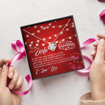 TO MY WIFE - HAPPY VALENTINE'S DAY - LOVE KNOT NECKLACE KT03 - Charming Present